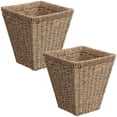 thumbnail image 3 of happimess Alden Rustic Bohemian Handwoven Seagrass 2.3-Gallon Tapered Square Wicker Waste Basket, Natural (Set of 2), 3 of 6