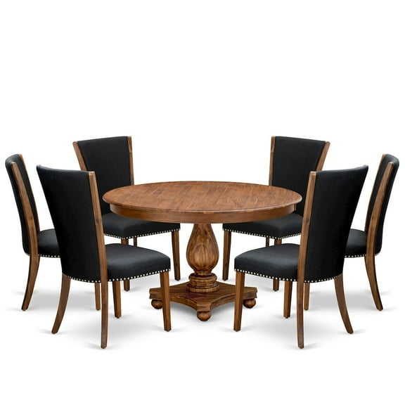 Luxe by East West Furniture 7 Piece Dining Table Set For 6 Includes 54" Round Table In Black Color