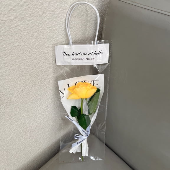 Clear Flower Handbag for DIY Floral Wrapping, Mother's Day Gift Packaging, Transparent Plastic Bag for Single Rose, Small Size A