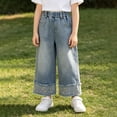 thumbnail image 2 of EnJoCho Girls Jeans Wide Leg Elastic High Waist Loose Fit Pocketed Denim Trousers Classic Bottoms For Kids Spring Autumn Back-to-School Daily Fashion Casual Wear, 2 of 9