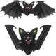 thumbnail image 1 of 2 piezas de decoración de Halloween, adorno colgante de murciélago grande, diseño plegable de doble cara, accesorios para fiesta de Halloween, color negro, 1 of 4