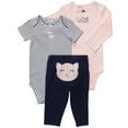 thumbnail image 2 of Baby Girls' 3 Pc Turn Me Around Set - Pink/Navy Kitty - 6 Months, 2 of 2