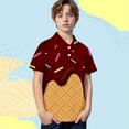 thumbnail image 2 of oqasdz Girls Boys Polo Shirts Ice Cream Print Lapel Button Shrot Sleeve Tops With Pocket Teen Kids Holiday Casual Shirts Size 3 Y-4 Y, 2 of 4
