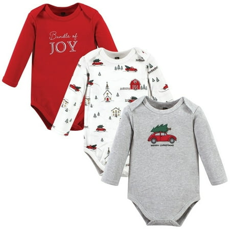 

Hudson Baby Cotton Long-Sleeve Bodysuits Christmas Scene 18-24 Months