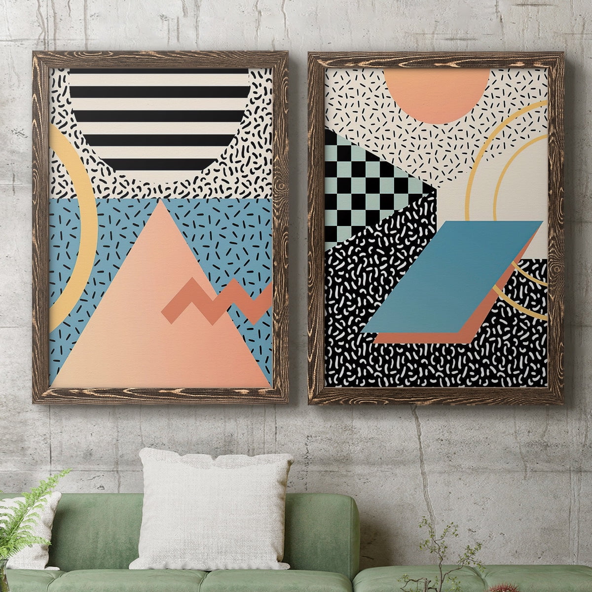 Modern Memphis I - Premium Framed Canvas 2 Piece Set - Ready to Hang