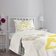 thumbnail image 3 of Ambesonne Abstract Quilted Bedspread Set 2 Pcs, Art Deco Birds Leaves, Twin Size, Warm Taupe Yellow White, 3 of 5