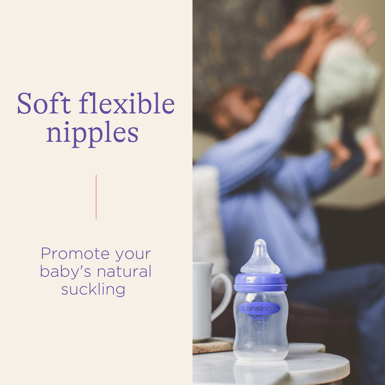 Lansinoh NaturalWave Baby Bottle Nipples, Slow Flow, Size 2S, Anti-Colic, 2  Count