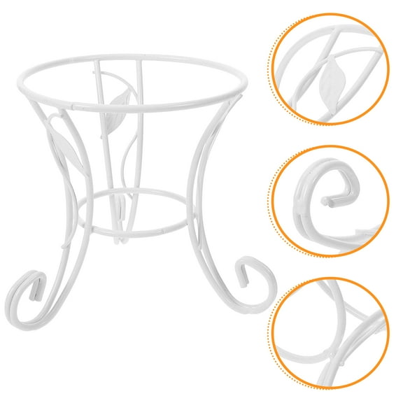 Supvox Gazing Globe Holders Household Flowerpot Rack White Iron 1Pack
