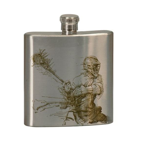 KuzmarK 6 oz. Stainless Steel Pocket Hip Liquor Flask - Lacrosse