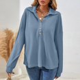 thumbnail image 2 of YFELWZ Chemise à Col en V pour Femmes Grande Taille, Manches Longues, Ample, Mode, Décontractée, Bleu TG, 2 of 9