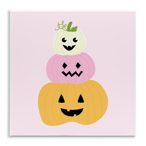 Stupell Industries Pastel Happy Jack-o-Lanterns Country Charm Painting Unframed Art Print Wall Art, 12 x 12