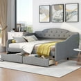 thumbnail image 5 of Kidkapers Full Daybed, Vintage Style with 2 Storage Drawers, Upholstered Frame - Grey, 5 of 5