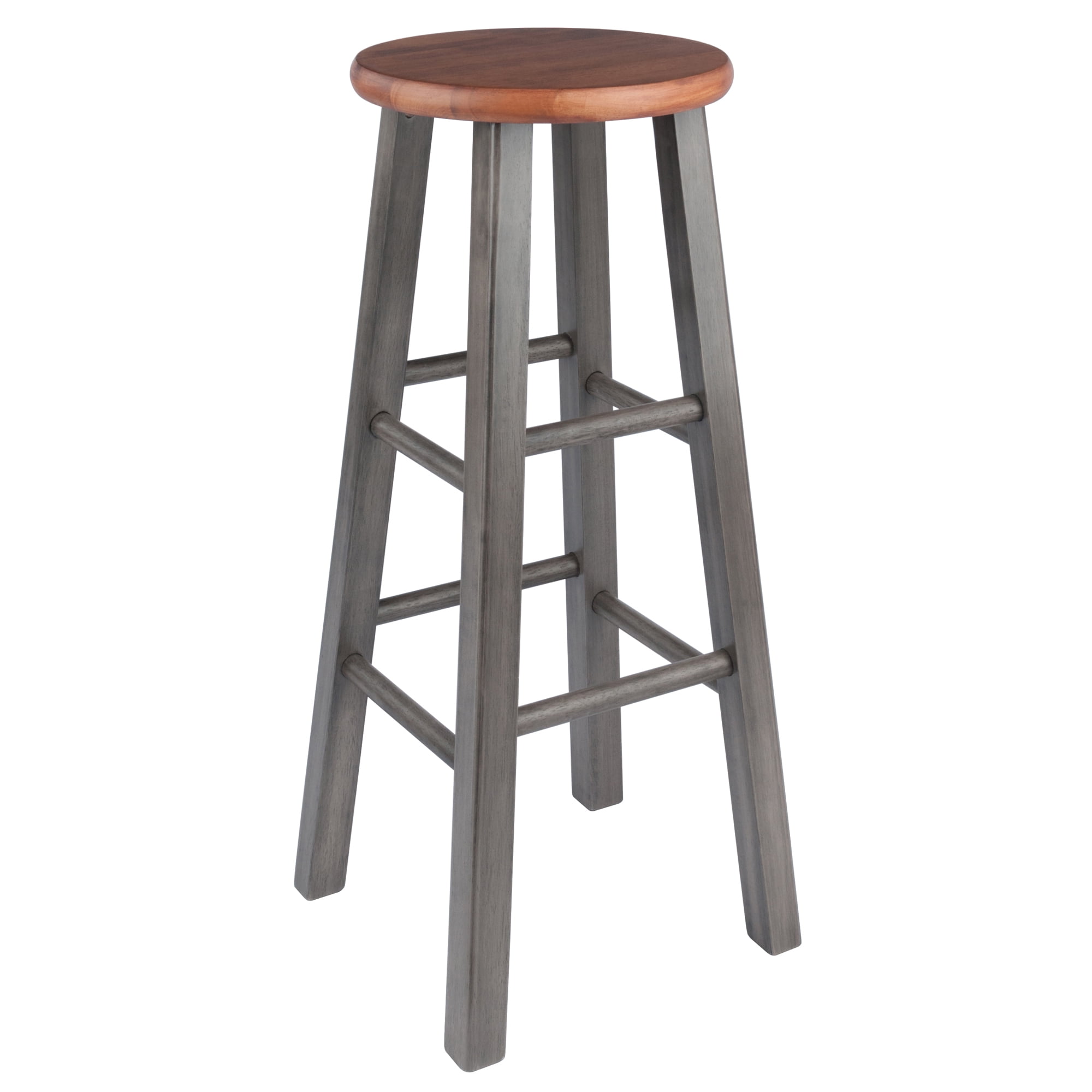 Winsome Ivy 29" Bar Stool, Rustic Gray & Teak Finish
