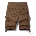 thumbnail image 4 of MIXUE Mens Shorts Summer Solid Color Plus Size Cargo Outdoor Sports 5 Pocket Mid Length Hiking Work Mens Workout Shorts Holiday Wear,Brown,31, 4 of 4