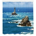 thumbnail image 3 of Ambesonne Ocean Shower Curtain, Daytime Wavy Rocky Sea, 69"Wx84"L, Blue Grey White, 3 of 5