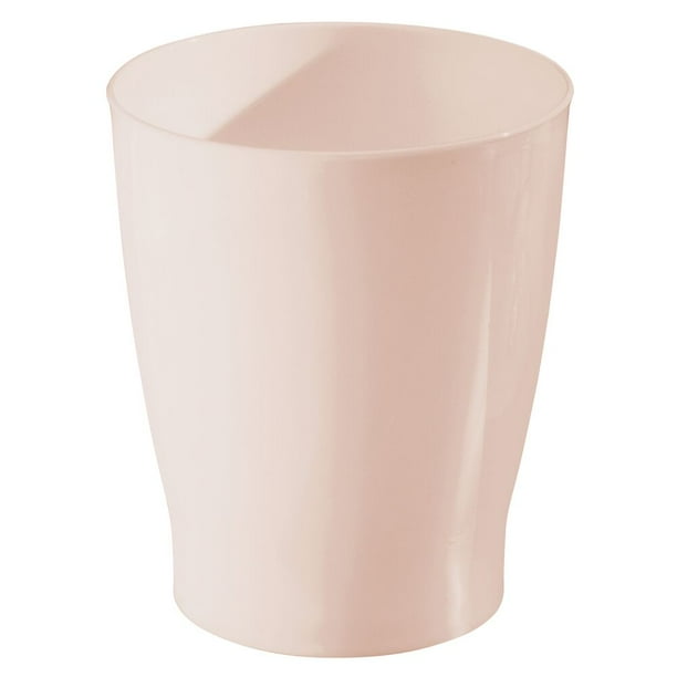 MDesign Plastic Small Slim Round 1.7 Gallon/6.5 Liter Trash Can With Removable Swing Lid - Wastebasket, Garbage Container Basket Bin For Master/Guest