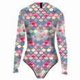 thumbnail image 3 of YEAHDOR Womens One-piece Swimsuit Rashguard Fish Scales Print Quick Dry Swimwear Pink&Blue XXL, 3 of 4