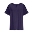 thumbnail image 6 of ZQGJB Womens Tops Plus Size, Casual Summer Short Sleeve V Neck Plain Tees Loose Oversized Baggy Pullover T-Shirts Trendy Relaxed Fit Cozy Blouse Purple XXXXL, 6 of 7