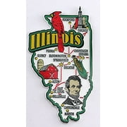 Illinois State Map and Landmarks Collage Magnet FMC