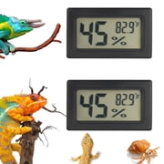 GJX 2 Pack Digital Reptile Thermometer and Humidity Gauge, Terrarium Temp Meter for Bearded Dragon, Leopard Gecko