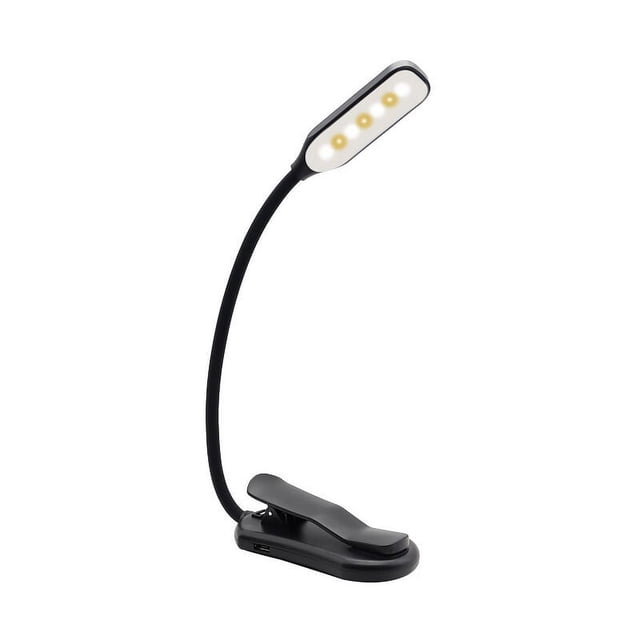 Lámpara de lectura recargable, lámpara de lectura con clip de 9 LED, atenuación continua y 3 modos de protección ocular (blanco frío y cálido), cuello flexible de 360°, indicador, trabajo prolongado