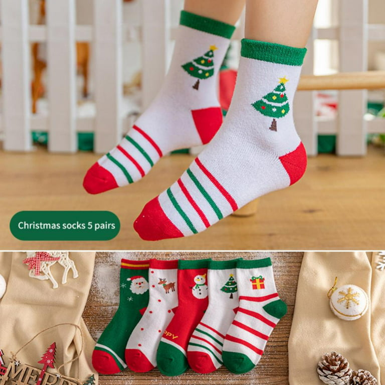 5 Pack Baby Kids Christmas Socks Cotton Blend Xmas Fashion Cartoon Funny  Socks