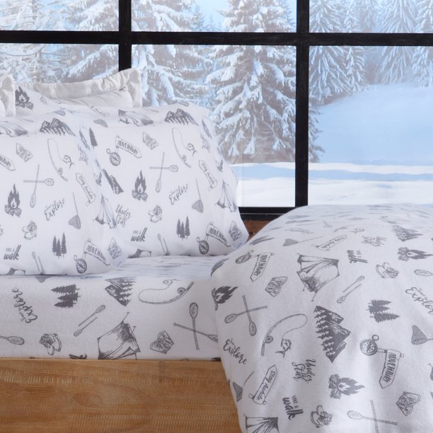 Great Bay Home Extra Soft Holiday Printed Flannel Sheet Set Boulder