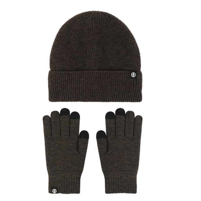 CSChome Hat Glove Set Winter Beanie Hat - Touch Screen Set Solid Color Soft Thick Wear Resistant Knitted