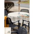 thumbnail image 5 of Outdoor Tablecloths with Umbrella Hole & Zipper, Summer Coastal 54x54 Inch Square Tablecloths, Nautical Beach Marine Life Beige Striped Waterproof Table Cloth, Patio/Pool/Picnic Table Covers, 5 of 8