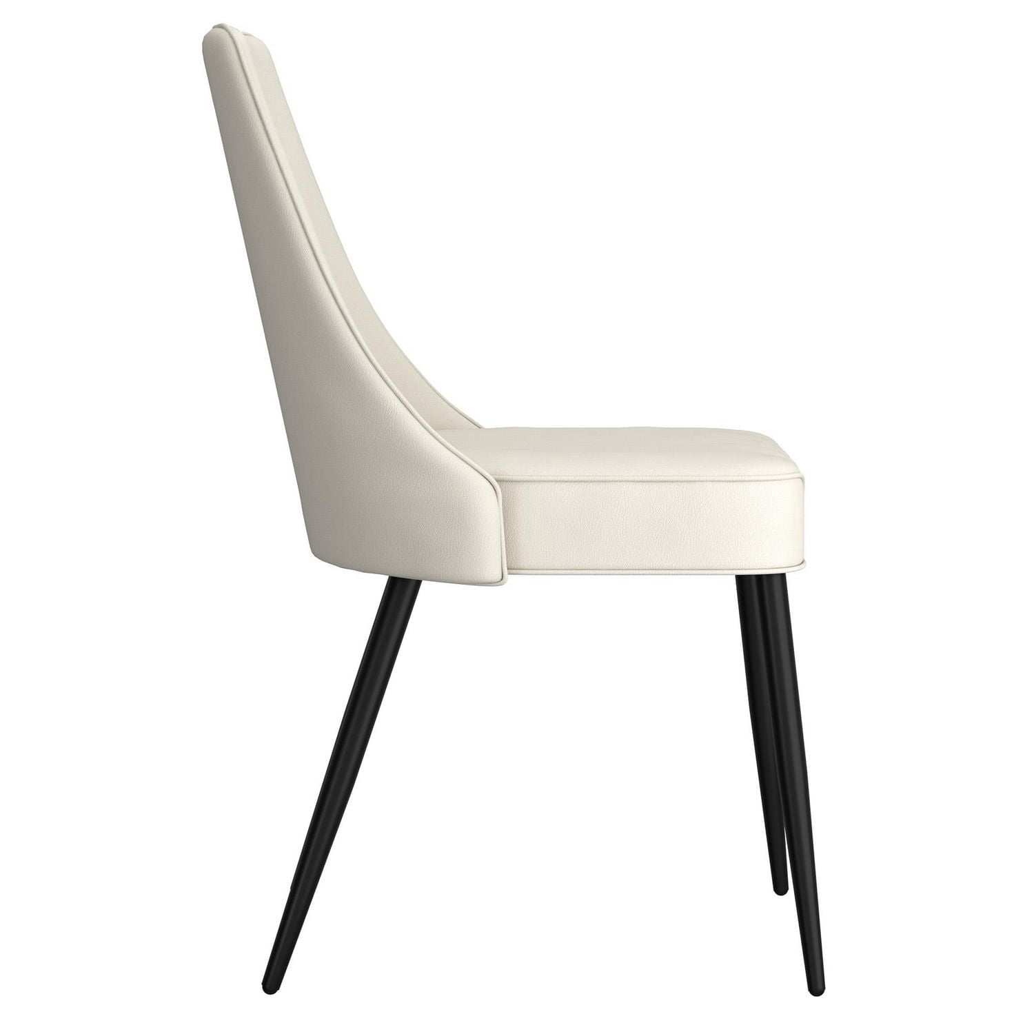 Modern Faux Leather & Metal Dining Chair, Faux Leather, Set of 2 - Beige & Black
