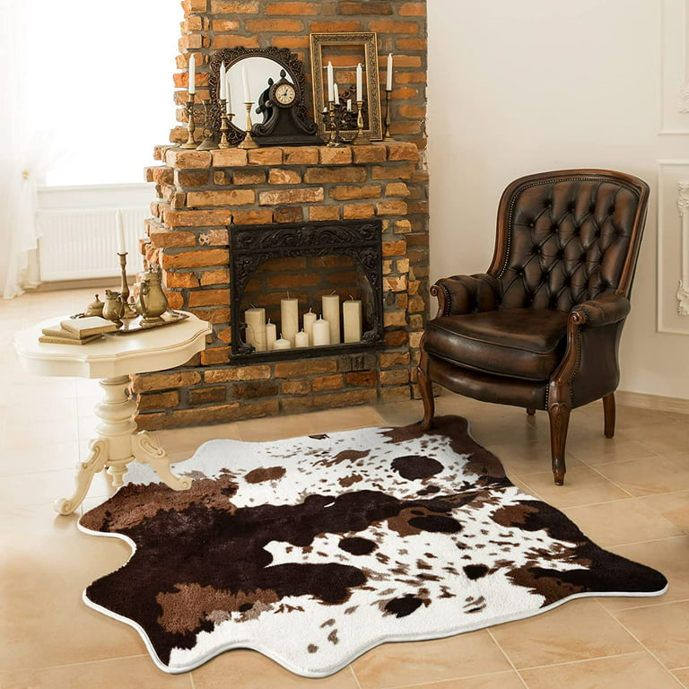 TWINNIS Cowhide Rug Faux Leather Rug Animal Rug, Carpet For Home Office, Living Room, Home Mat,4.6ft × 5.2ft - Walmart.com