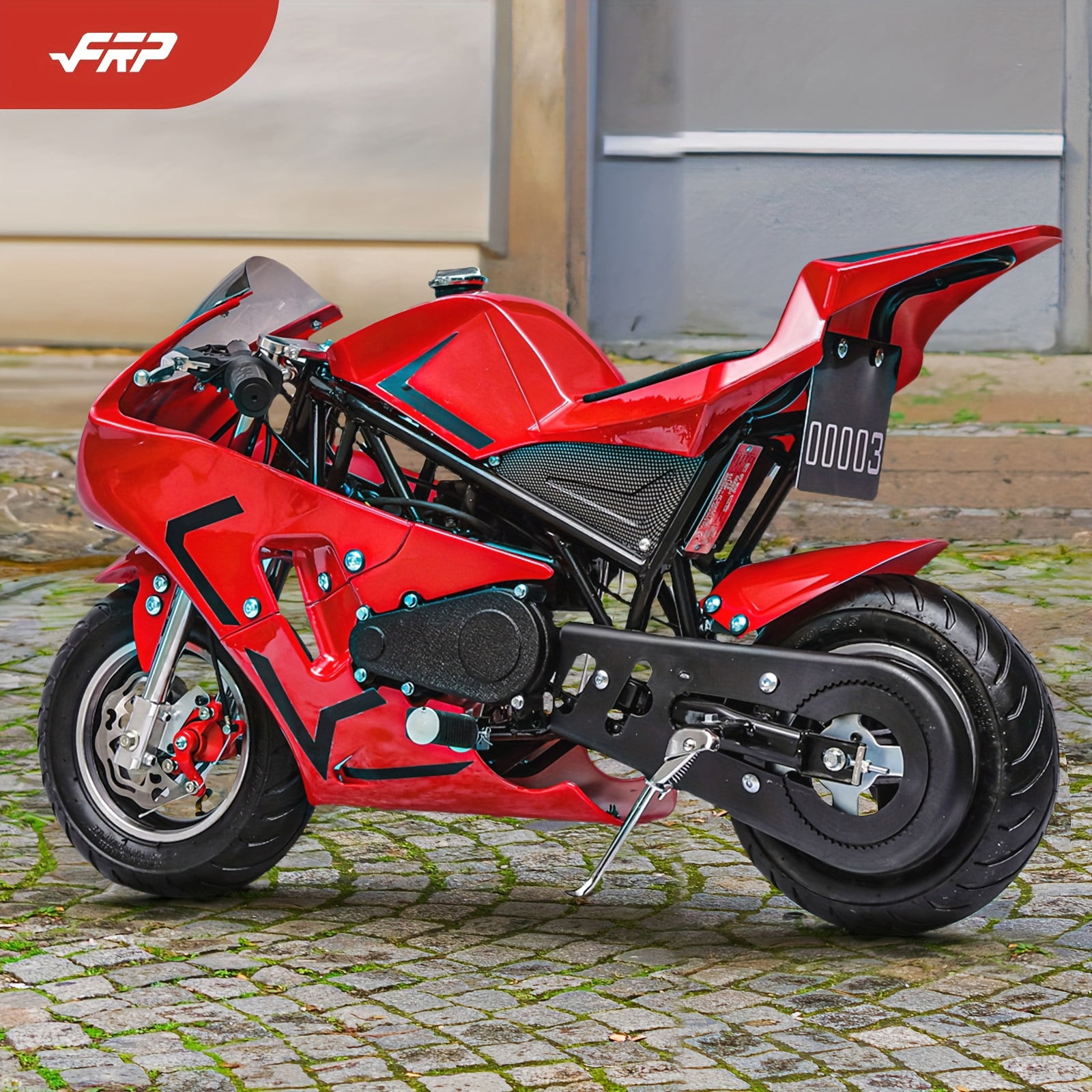 FRP 50CC Mini Pocket Bike Gas Powered for Kids Ages 13+, Pocket Rocket Motorcycle with EPA Approval, Kids Pocket Bike with Dual Brake & Kill Switch, 165 lb, 20 mph - Red