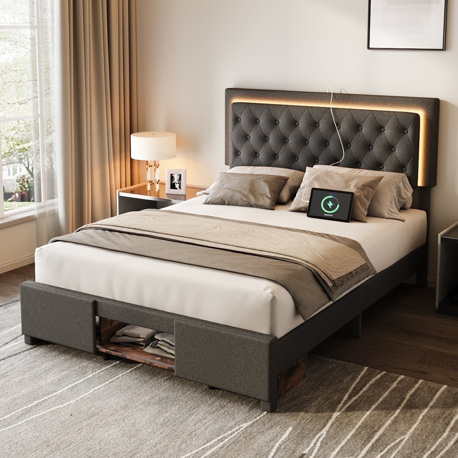 BED J.W. FORD 23ss グレー セットアップ サイズ0 Amazon.com: PaPaJet King Size Lift Up Storage Bed