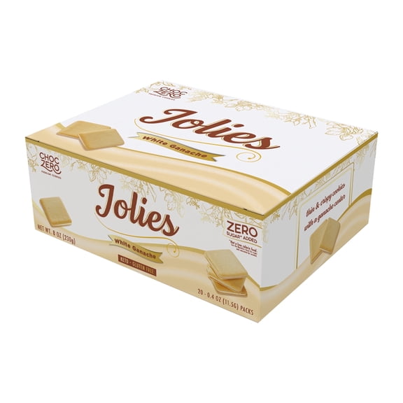 ChocZero White Chocolate Jolies, No Added Sugar White Chocolate Filled Cookies, Keto Friendly, 8 oz Box