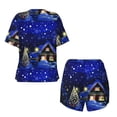 thumbnail image 6 of "Wukai Christmas Night Women's Pajama Set - Short-Sleeve Top and Shorts with Elastic Waistband and Pockets for Loungewear, Yoga, and Casual Wear-Medium, 6 of 8