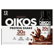 Oikos Protein Shake, Shelf Stable, Chocolate, 30g Protein, 12 fl oz, 12 Count Bottles