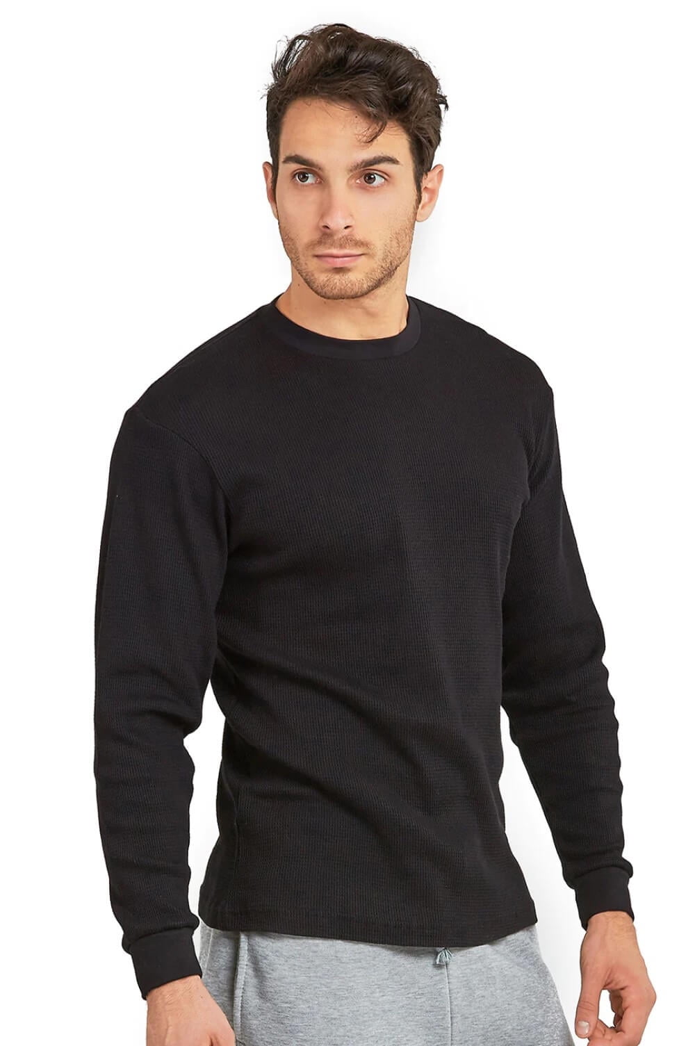 トップス carorie HEAVY WEIGHT THERMAL KNIT BLACK Men's Heavyweight Cotton Waffle Knit Thermal Top, Black L