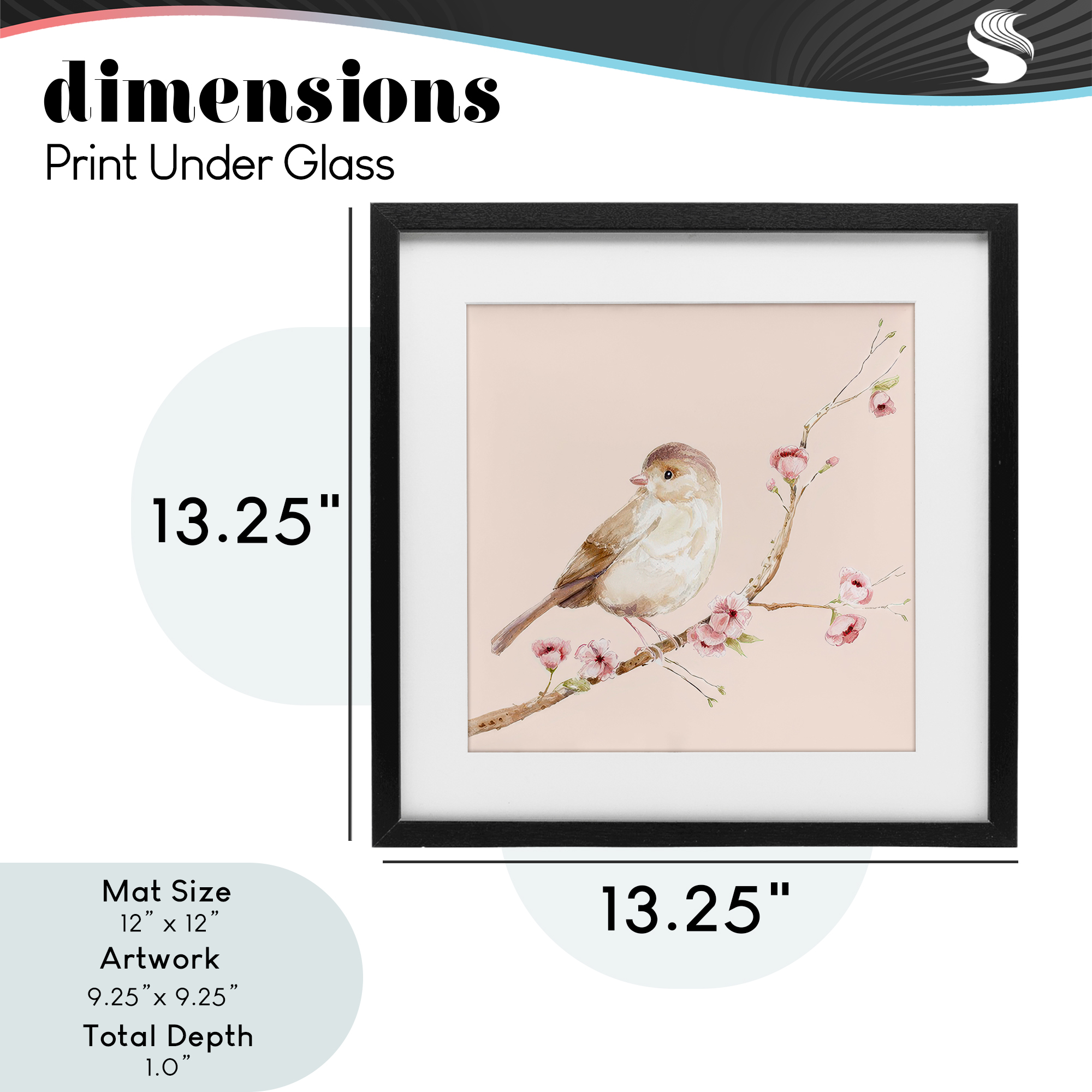Sweet Brown Bird Perched Black Framed Print Under Glass, design by Lisa Wehmeyer