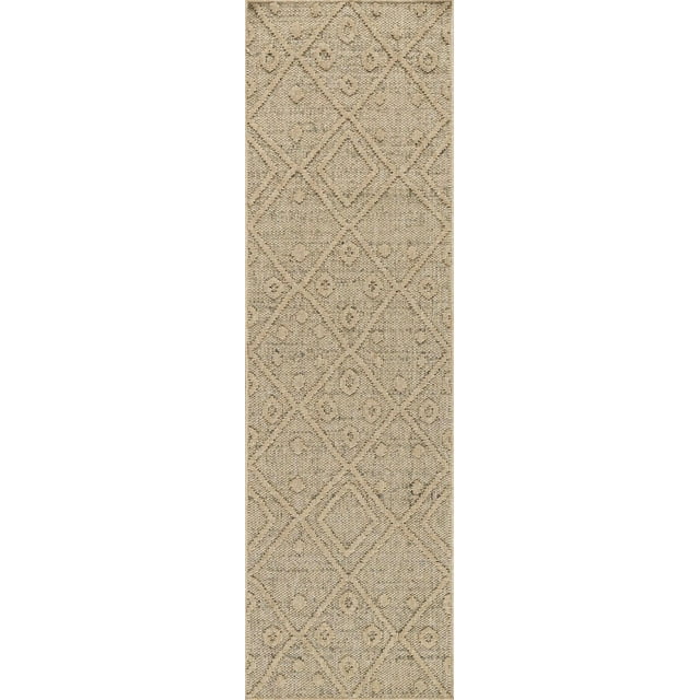 Rug Branch Hogar Abstract Indoor Outdoor Area Rug, Brown Beige, Boho - Living Room, Bedroom, Dining Room, and Kitchen