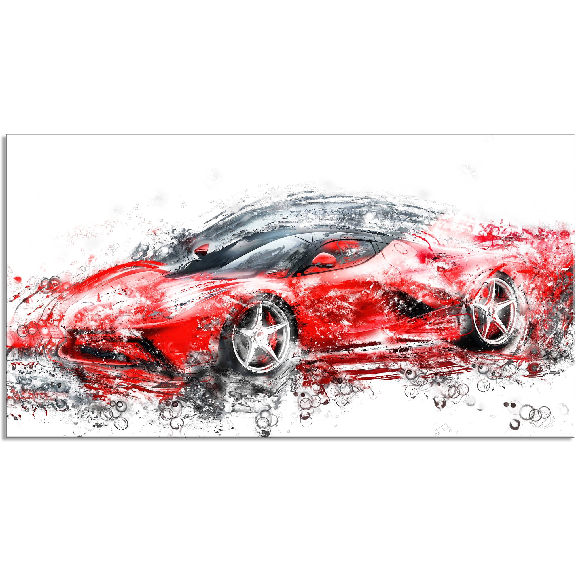 Design Art Sleek Red Sports Car, 32" x 16"