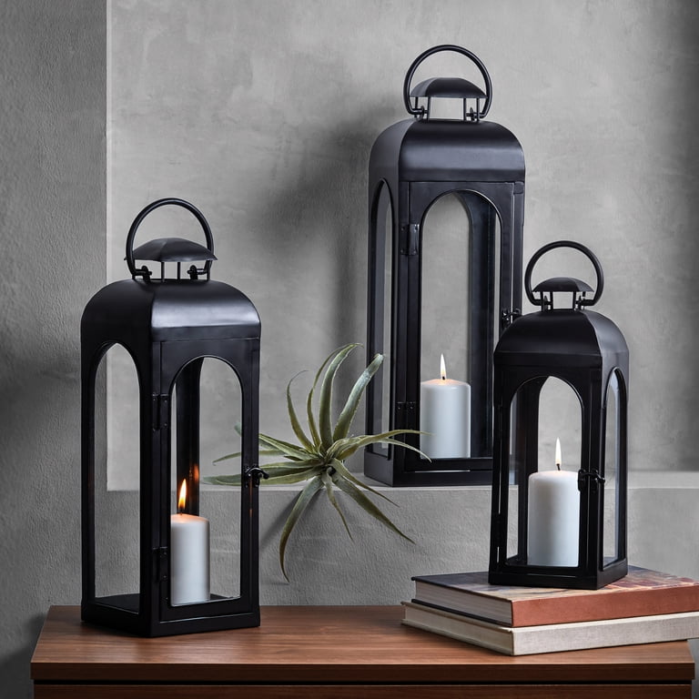 2 pack) Better Homes & Gardens Black Metal Lantern Candle Holder