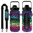 thumbnail image 1 of Leopard Color 64 Oz Water Bottle with Sleeve - BPA Free Leakproof Sport Large Plastic Water Bottle with Straw Strap & Insulated Neoprene Holder Carrier Bag Great Gift for Women Men, 1 of 6