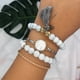 thumbnail image 2 of Juego de 4 pulseras con borlas y cuentas de mármol para mujeres y niñas., 2 of 7