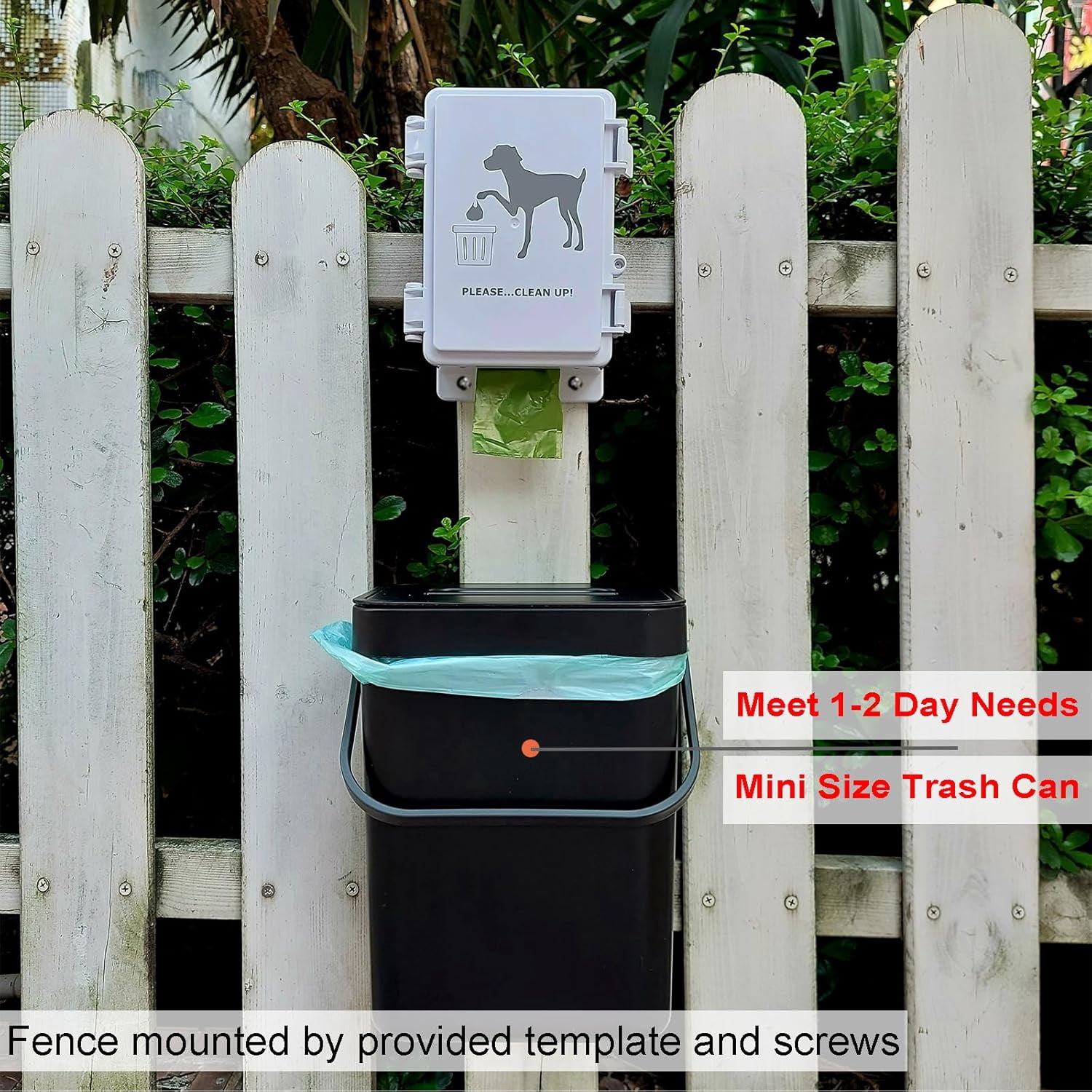2 Poop Bag Dispensers + 1 Mini Trash Can + 10 Rolls + 1 Trash Bag Roll