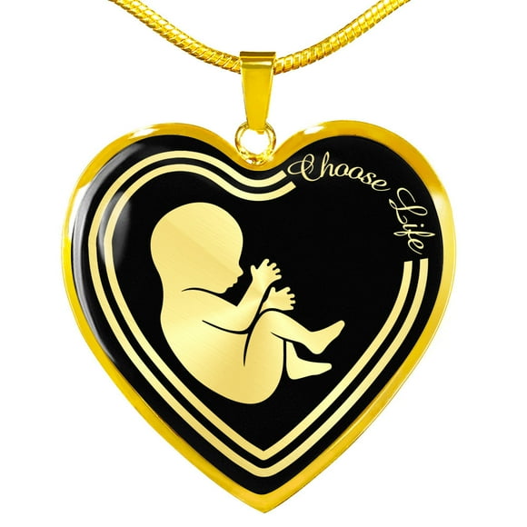 Choose Life Prolife Necklace Stainless Steel or 18k Gold Heart Pendant 18-22"
