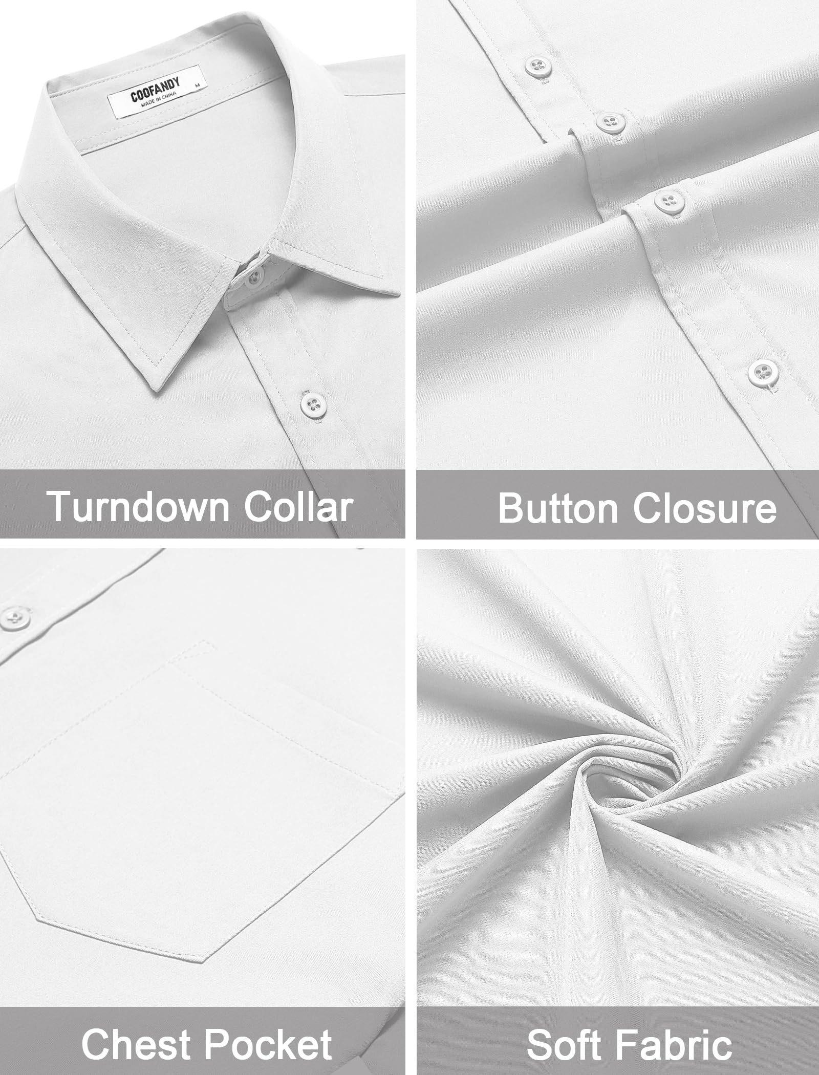 COOFANDY Mens Button Up Short Sleeve Shirts Regular Fit Business Casual Shirts Summer Fitted Dress Shirts