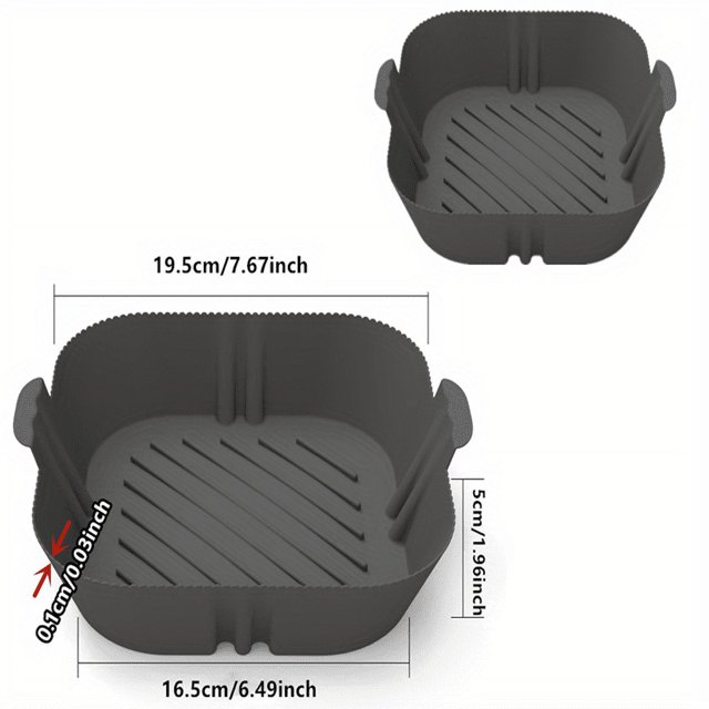 1/2PCS Square Air Fryer Silicone Pot Reusable Air Fryers Liners Oven Baking Tray Home Kitchen Air Fryer Accessories 7.67''x6.49''x1.96''
