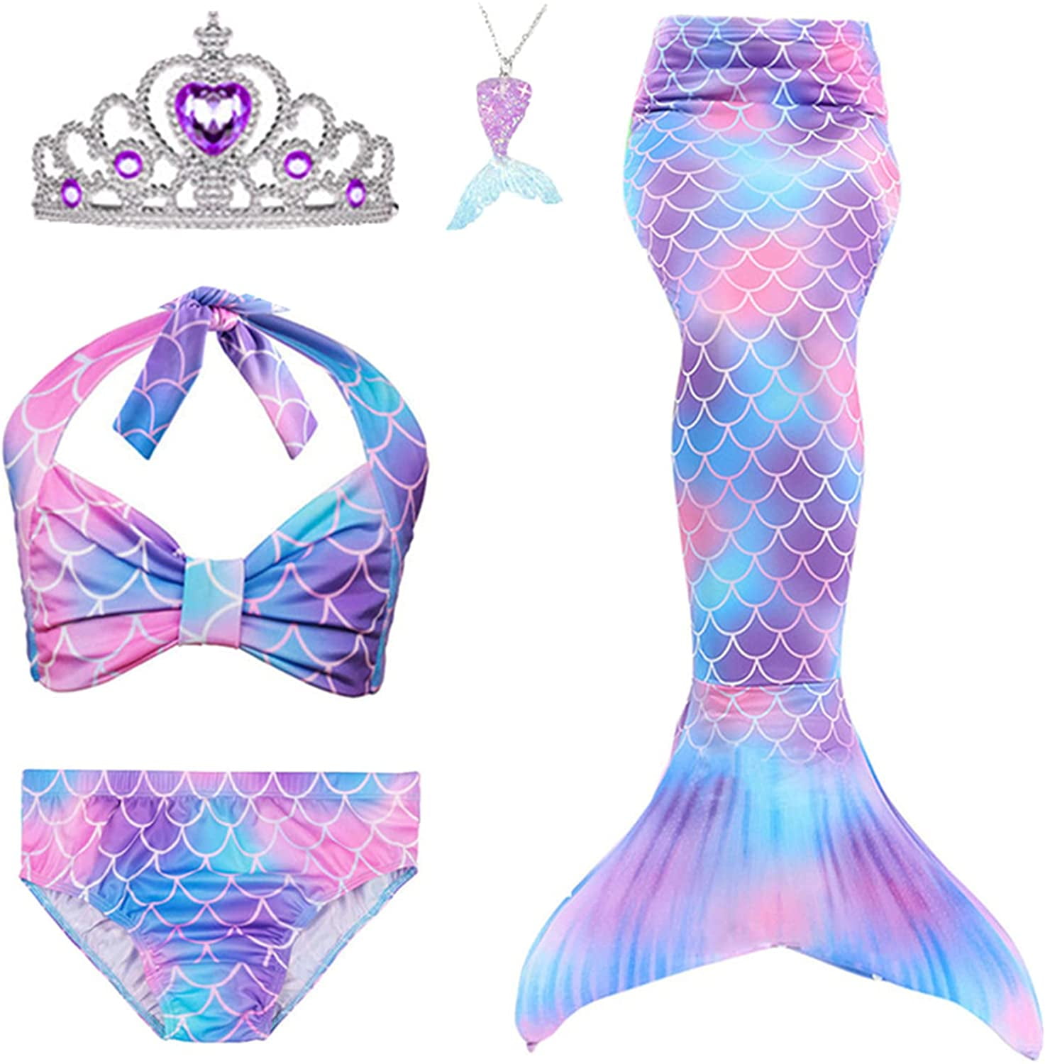 Swimmable Costume Mermaid Bathing Suit Set No with Monofin Mermaid Tails for Swimming Mermaid Swimsuit for Girls 