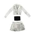 thumbnail image 3 of Conjunto de chaqueta corta, falda plisada y top tubo, ligero, moderno y cómodo, 1:6 Negro blanco, 3 of 9