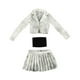 thumbnail image 3 of Conjunto de minivestido de chaqueta corta, falda plisada y top de tubo a escala 1/6 para figura Negro blanco, 3 of 9
